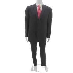 Burberry Mens 2 Piece Suit Gray Striped Wool Classic Size L